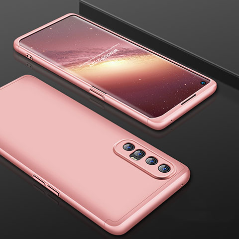 Funda Dura Plastico Rigida Carcasa Mate Frontal y Trasera 360 Grados P01 para Oppo Reno3 Pro Oro Rosa