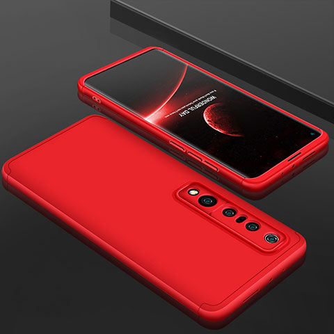 Funda Dura Plastico Rigida Carcasa Mate Frontal y Trasera 360 Grados P01 para Xiaomi Mi 10 Pro Rojo