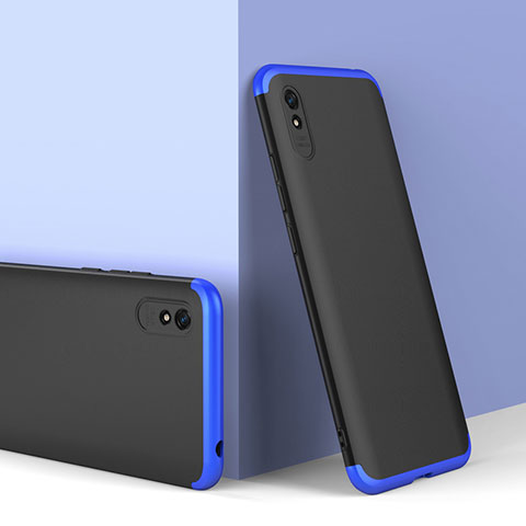 Funda Dura Plastico Rigida Carcasa Mate Frontal y Trasera 360 Grados P01 para Xiaomi Redmi 9A Azul y Negro