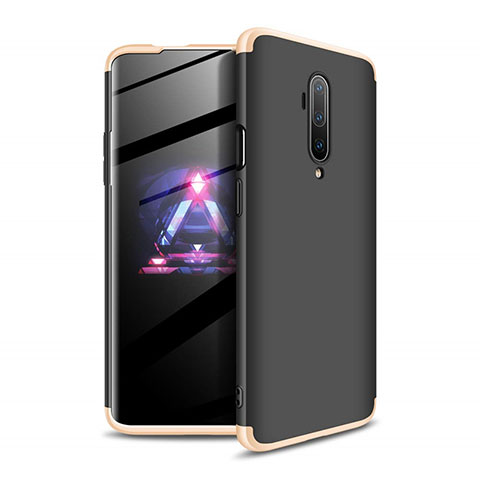 Funda Dura Plastico Rigida Carcasa Mate Frontal y Trasera 360 Grados P02 para OnePlus 7T Pro Oro y Negro