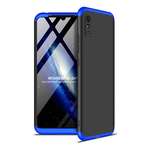 Funda Dura Plastico Rigida Carcasa Mate Frontal y Trasera 360 Grados P02 para Xiaomi Redmi 9A Azul y Negro