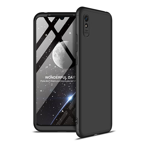 Funda Dura Plastico Rigida Carcasa Mate Frontal y Trasera 360 Grados P02 para Xiaomi Redmi 9A Negro