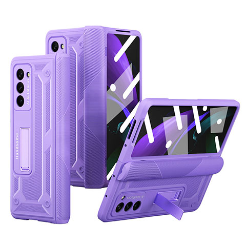 Funda Dura Plastico Rigida Carcasa Mate Frontal y Trasera 360 Grados P06 para Samsung Galaxy Z Fold2 5G Morado