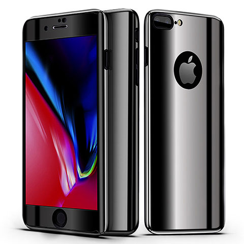 Funda Dura Plastico Rigida Carcasa Mate Frontal y Trasera 360 Grados para Apple iPhone 7 Plus Negro