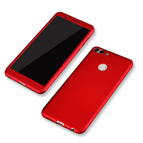 Funda Dura Plastico Rigida Carcasa Mate Frontal y Trasera 360 Grados para Huawei Enjoy 7S Rojo