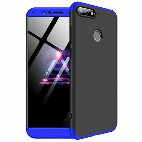 Funda Dura Plastico Rigida Carcasa Mate Frontal y Trasera 360 Grados para Huawei Enjoy 8e Azul y Negro