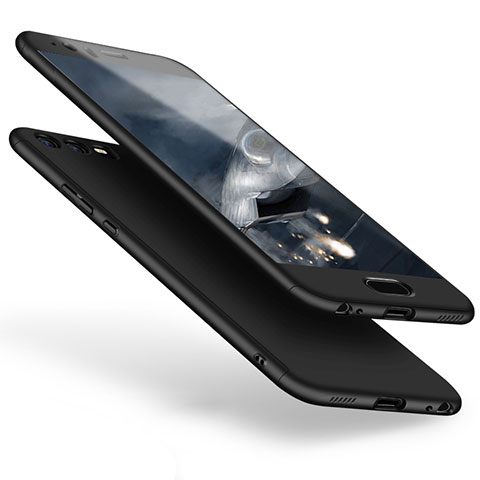 Funda Dura Plastico Rigida Carcasa Mate Frontal y Trasera 360 Grados para Huawei P10 Negro