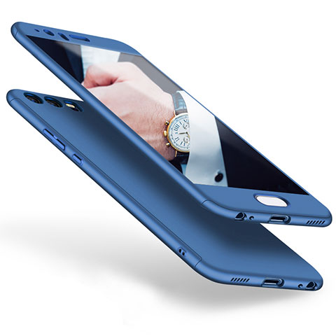 Funda Dura Plastico Rigida Carcasa Mate Frontal y Trasera 360 Grados para Huawei P10 Plus Azul