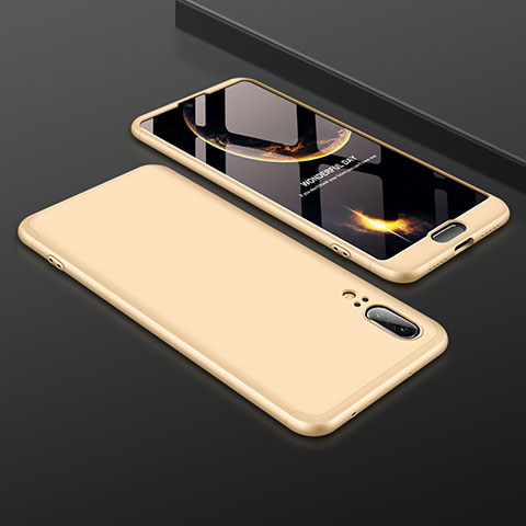 Funda Dura Plastico Rigida Carcasa Mate Frontal y Trasera 360 Grados para Huawei P20 Oro