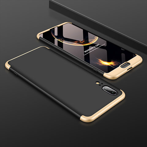 Funda Dura Plastico Rigida Carcasa Mate Frontal y Trasera 360 Grados para Huawei P20 Oro y Negro