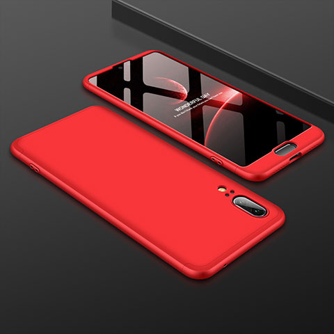 Funda Dura Plastico Rigida Carcasa Mate Frontal y Trasera 360 Grados para Huawei P20 Rojo