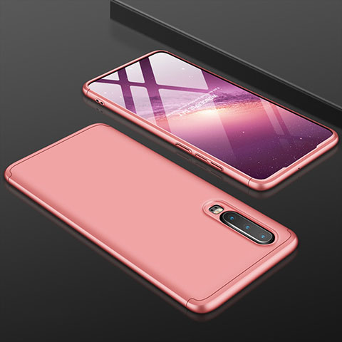 Funda Dura Plastico Rigida Carcasa Mate Frontal y Trasera 360 Grados para Huawei P30 Oro Rosa