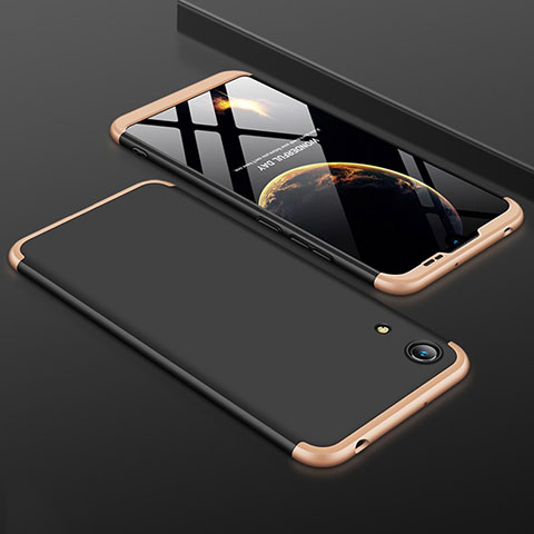 Funda Dura Plastico Rigida Carcasa Mate Frontal y Trasera 360 Grados para Huawei Y6 Prime (2019) Oro y Negro