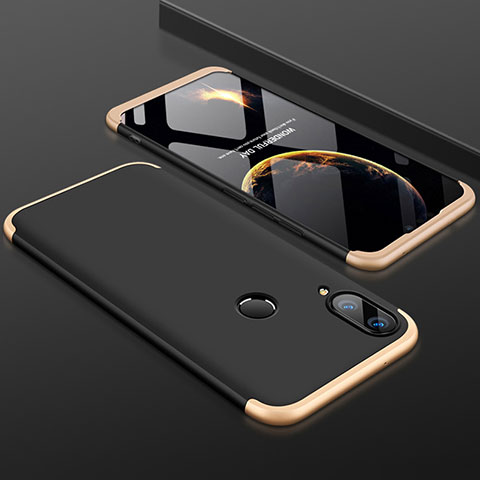 Funda Dura Plastico Rigida Carcasa Mate Frontal y Trasera 360 Grados para Huawei Y9 (2019) Oro y Negro