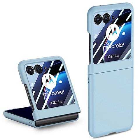 Funda Dura Plastico Rigida Carcasa Mate Frontal y Trasera 360 Grados para Motorola Moto Razr 40 Ultra 5G Azul Claro