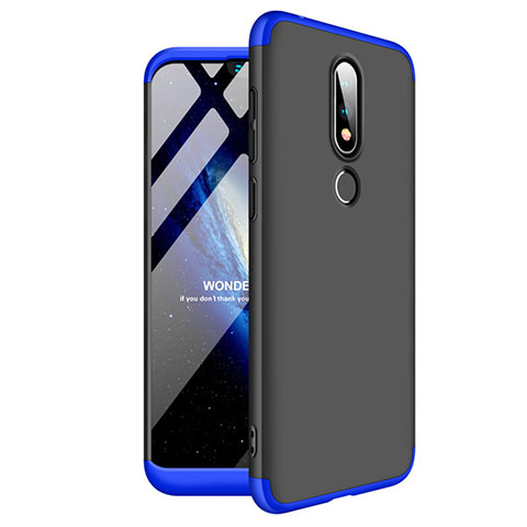 Funda Dura Plastico Rigida Carcasa Mate Frontal y Trasera 360 Grados para Nokia X6 Azul y Negro