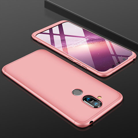 Funda Dura Plastico Rigida Carcasa Mate Frontal y Trasera 360 Grados para Nokia X7 Oro Rosa