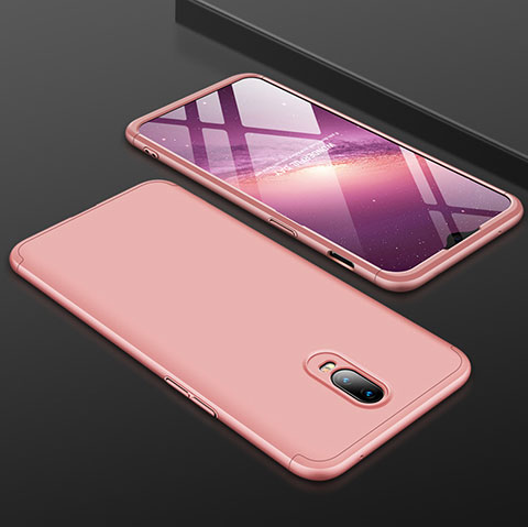 Funda Dura Plastico Rigida Carcasa Mate Frontal y Trasera 360 Grados para OnePlus 6T Oro Rosa