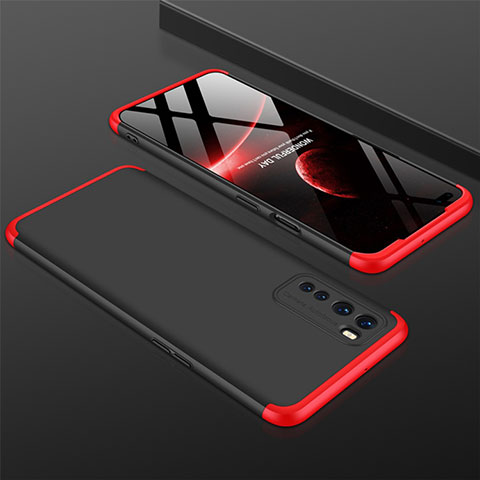 Funda Dura Plastico Rigida Carcasa Mate Frontal y Trasera 360 Grados para OnePlus Nord Rojo y Negro