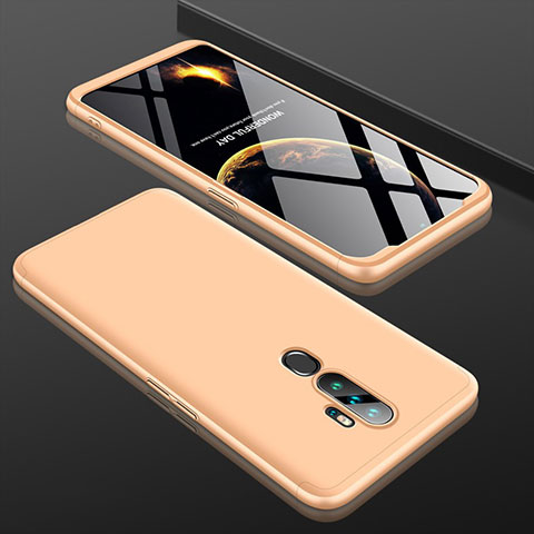 Funda Dura Plastico Rigida Carcasa Mate Frontal y Trasera 360 Grados para Oppo A11 Oro