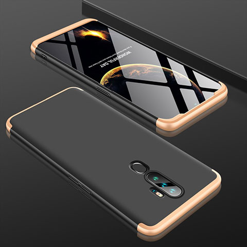 Funda Dura Plastico Rigida Carcasa Mate Frontal y Trasera 360 Grados para Oppo A11X Oro y Negro