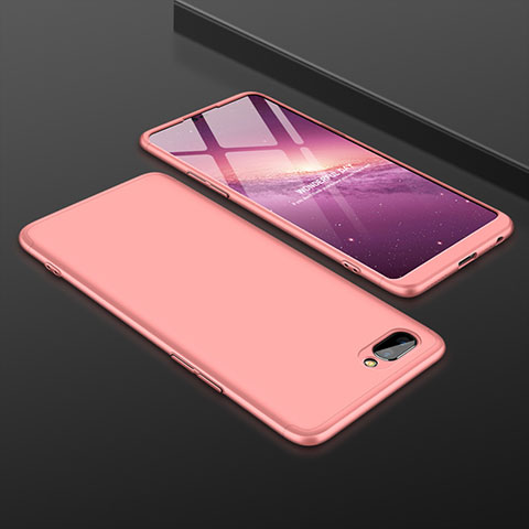 Funda Dura Plastico Rigida Carcasa Mate Frontal y Trasera 360 Grados para Oppo A12e Oro Rosa