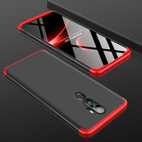 Funda Dura Plastico Rigida Carcasa Mate Frontal y Trasera 360 Grados para Oppo A5 (2020) Rojo y Negro