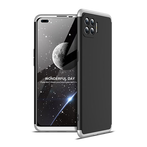 Funda Dura Plastico Rigida Carcasa Mate Frontal y Trasera 360 Grados para Oppo A93 Plata y Negro