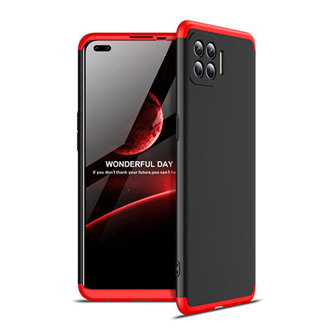 Funda Dura Plastico Rigida Carcasa Mate Frontal y Trasera 360 Grados para Oppo A93 Rojo y Negro