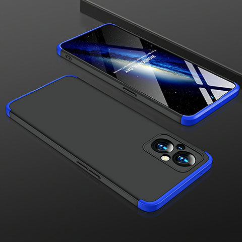 Funda Dura Plastico Rigida Carcasa Mate Frontal y Trasera 360 Grados para Oppo A96 5G Azul y Negro