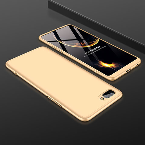 Funda Dura Plastico Rigida Carcasa Mate Frontal y Trasera 360 Grados para Oppo AX5 Oro