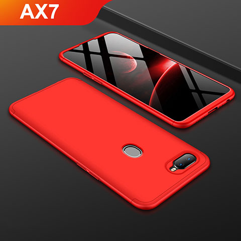 Funda Dura Plastico Rigida Carcasa Mate Frontal y Trasera 360 Grados para Oppo AX7 Rojo