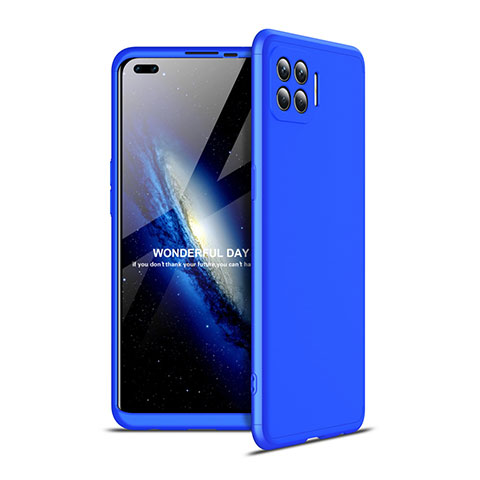 Funda Dura Plastico Rigida Carcasa Mate Frontal y Trasera 360 Grados para Oppo F17 Pro Azul