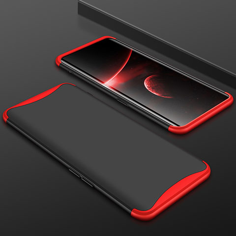 Funda Dura Plastico Rigida Carcasa Mate Frontal y Trasera 360 Grados para Oppo Find X Rojo y Negro