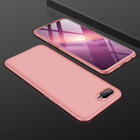 Funda Dura Plastico Rigida Carcasa Mate Frontal y Trasera 360 Grados para Oppo K1 Oro Rosa