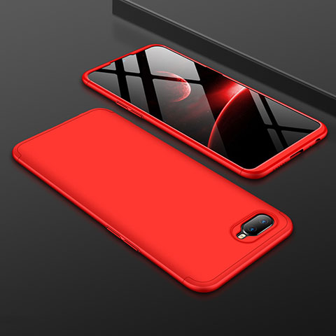 Funda Dura Plastico Rigida Carcasa Mate Frontal y Trasera 360 Grados para Oppo K1 Rojo