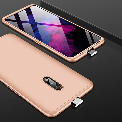 Funda Dura Plastico Rigida Carcasa Mate Frontal y Trasera 360 Grados para Oppo K3 Oro