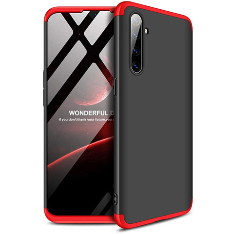 Funda Dura Plastico Rigida Carcasa Mate Frontal y Trasera 360 Grados para Oppo K5 Rojo y Negro