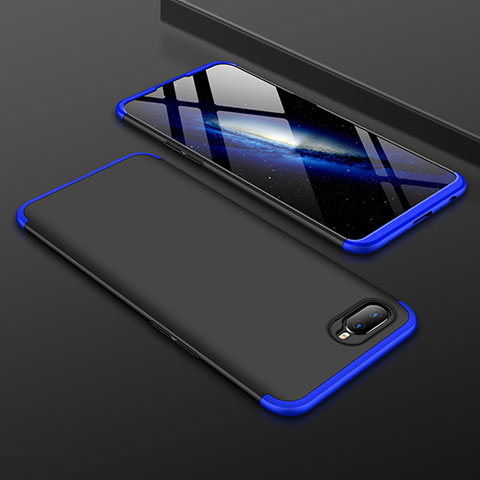 Funda Dura Plastico Rigida Carcasa Mate Frontal y Trasera 360 Grados para Oppo R17 Neo Azul y Negro