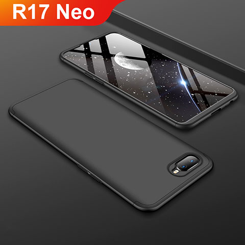 Funda Dura Plastico Rigida Carcasa Mate Frontal y Trasera 360 Grados para Oppo R17 Neo Negro