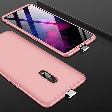 Funda Dura Plastico Rigida Carcasa Mate Frontal y Trasera 360 Grados para Oppo Realme X Oro Rosa