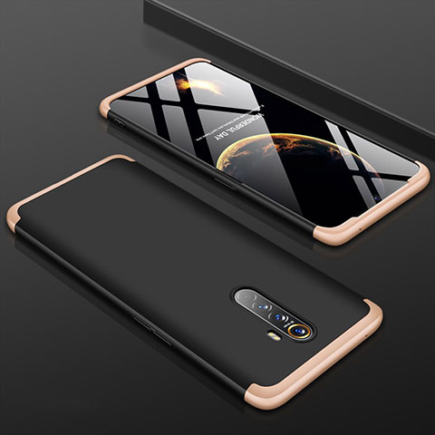 Funda Dura Plastico Rigida Carcasa Mate Frontal y Trasera 360 Grados para Oppo Reno Ace Oro y Negro