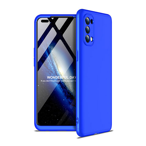 Funda Dura Plastico Rigida Carcasa Mate Frontal y Trasera 360 Grados para Oppo Reno4 4G Azul