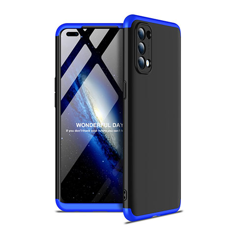 Funda Dura Plastico Rigida Carcasa Mate Frontal y Trasera 360 Grados para Oppo Reno4 4G Azul y Negro