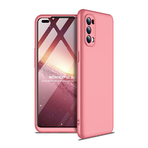 Funda Dura Plastico Rigida Carcasa Mate Frontal y Trasera 360 Grados para Oppo Reno4 4G Oro Rosa