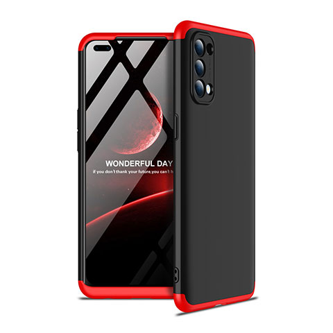 Funda Dura Plastico Rigida Carcasa Mate Frontal y Trasera 360 Grados para Oppo Reno4 4G Rojo y Negro