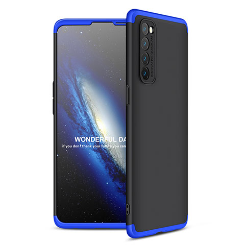 Funda Dura Plastico Rigida Carcasa Mate Frontal y Trasera 360 Grados para Oppo Reno4 Pro 4G Azul y Negro