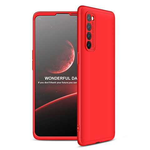 Funda Dura Plastico Rigida Carcasa Mate Frontal y Trasera 360 Grados para Oppo Reno4 Pro 4G Rojo