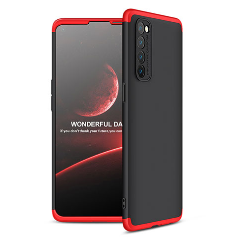 Funda Dura Plastico Rigida Carcasa Mate Frontal y Trasera 360 Grados para Oppo Reno4 Pro 4G Rojo y Negro