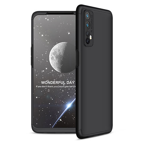 Funda Dura Plastico Rigida Carcasa Mate Frontal y Trasera 360 Grados para Realme 7 Negro